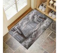 GDJSMIN Felpudo Entrada Gris, Absorbente Alfombra Entrada 50 X 80 Cm,Paisaje Forestalsuave Alfombra Lavable Antideslizante,Niebla Bosque Patrón Camino Pasillo Tapete para Puerta Delantera