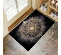 GDJSMIN Felpudo Entrada Oro, Absorbente Alfombra Entrada 50 X 80 Cm,Estilo Art Déco Suave Alfombra Lavable Antideslizante,Patrón De Mandala Pasillo Tapete para Puerta Delantera