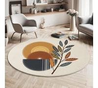 GDJSMIN Grande Alfombra Salon Redonda 60Cm, Formas Geométricas Formas De Hojas Alfombra Habitacion Lavable Lavadora Alfombras, Estilo De Arte Abstracto Alfombras Comedor Antideslizante,Naranja