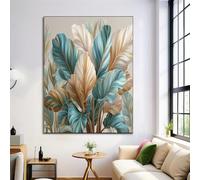 GDJSMIN Hojas Plantas Tropicales Paneles Decorativos Para Pared,Decoracion Hogar, Cuadros Decoracion Salon Plantas Exóticas De La Selva,Cuadro Habitacion, Decoracions Pared, (60×80 Cm, Azul-Verde)
