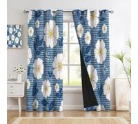 GDJSMIN Juego De 2 Cortinas Opacas con Elementos Vegetales Florales, Cortinas Termicas Rosa Blanca Ondulaciones para Dormitorio O Salón,117An X 183Al Cm, Azul Bruma
