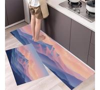 GDJSMIN Juego De 2 Piezas De Alfombras De Cocina Antideslizantes,Pasillo Tapetes Picos Imponentes,Alfombrillas Paisaje Natural Lavables,44×70Cm+44×120Cm
