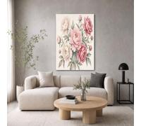 GDJSMIN Laminas Decorativas Pared Cuadros Decoracion Salon Estilo Floral Francés - Decorativos Decoracion Pared - Lienzos Decorativos (Peonía Hojas Verdes 40×60 cm - Sin Marco)
