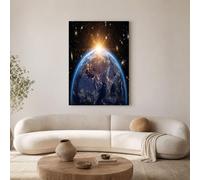 GDJSMIN Lienzo De Tierra Amanecer, Póster Estético Universo Cielo Estrellado Para Biblioteca Dormitorio 60×80 Cm Sin Marco - Azul Oscuro