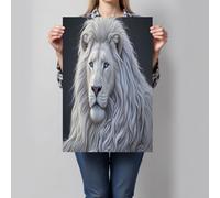 GDJSMIN Lienzos Decorativos Para Pared Pintura Animales Salvajes Feroces - Lienzo Sin Marco León Blanco,Obra Decorativa Para Dormitorio, Cocina, Sala De Estar (60×80 Cm, Verde Salvia)