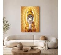 GDJSMIN Lienzos Decorativos Para Pared Pintura Estilo Chino Estilo Zen - Lienzo Sin Marco Gato Buda,Obra Decorativa Para Dormitorio, Cocina, Sala De Estar (30×40 Cm, Oro)