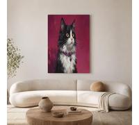GDJSMIN Lindo Gato Collar Paneles Decorativos Para Pared,Decoracion Hogar, Cuadros Decoracion Salon Mascotas Realistas,Cuadro Habitacion, Decoracions Pared, (40×50 Cm, Rosa Intenso)