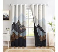 GDJSMIN Oro Bronce Cortinas Opacas Termicas Aislantes Frio Y Calor con Ojales 2 Piezas 117An X 137Al Cm Paisaje Abstracto Minimalista Cortina Opacas Dormitorio Salon Montañas Luna Llena Cortinas