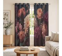 GDJSMIN País Americano Cortinas Opacas De Hortensia Hojas Eucalipto Salon Dormitorio Decoración De La Ventana, 2 Piezas Cortinas Ollaos Rosa, Aislantes Frio Y Calo 140An X 145Al Cm