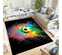 GDJSMIN Temática Deportiva Alfombras Salón 150×210Cm Grafiti De Fútbol Alfombra Pelo Corto Alfombra Lavable Antideslizante Alfombras Dormitorio Tapetes Multicolor
