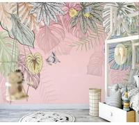 gdkldfg Papel Pintado No Tejido 300cmx210cm Paisaje natural de la selva tropical rosa de dibujos animados,Moderno Papel Pared,Decorativos Pared Salon Dormitorio