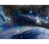 gdkldfg Papel Pintado No Tejido 400x256cm Dibujos Animados Espacio Estrellado Azul Tierra Estrellas Cosmos Paisaje Natural,Moderno Papel Pared,Decorativos Pared Salon Dormitorio