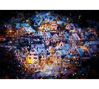 gdkldfg Papel Pintado Panorámico No Tejido Pueblo Colorido,Paisaje Urbano Nocturno para Salón, Dormitorio 300x240cm