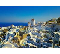 gdkldfg Papel Pintado Panorámico No Tejido Pueblo Costero Griego,Paisaje Natural para Salón, Dormitorio 300x240cm