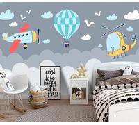 gdkldfg Papel Pintado Pared Moderno Dibujos Animados Niños Cielo Nubes Avión Paisaje Natural 400x280cm Papel Pared Seda Papel De Pared Decorativos Pared Salon Dormitorio