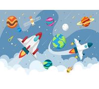 gdkldfg Papel Pintado Pared Moderno Universo Planetas Espacio Niño Dibujos Animados Habitación Infantil 400x256cm Papel Pared Seda Papel De Pared Decorativos Pared Salon Dormitorio