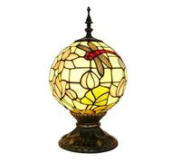 GDLight Lámpara de Mesa Estilo Tiffany, 8 Pulgadas, Vidrio opalino, diseño de libélula, Globo Antiguo Hecho a Mano, Decorativa para salón, Dormitorio y Oficina,Beige