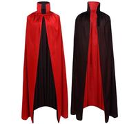 GDLOKFU Capa de Vampiro con Cuello Alto, 90cm Capa Dracula Reversible Negro Rojo, Disfraz Halloween Adulto Niño, Disfraz Vampiro Hombre Mujer para Carnaval, Fiesta y Cosplay