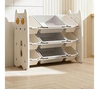 GdloWOoc Estantería Infantil, Organizador De Juguetes Y Almacenamiento Compacto, Diseño Multifuncional para Chambre D'enfant(Gray,32.7" Lx13.0 Wx27.0 H)