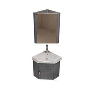 GdloWOoc Mueble De Baño De Esquina con Lavabo Y Espejo, Conjunto Baño Mueble Y Lavabo con Grifo Espejo Drenaje, Mueble Espejo Baño(Gray)
