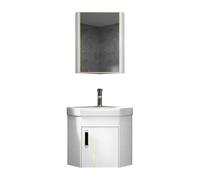 GdloWOoc Mueble De Baño De Esquina, Conjunto Baño Mueble Y Lavabo con Cerámico Grifo Espejo Drenaje, Mueble Suspendido para Baño Moderno(White)