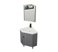GdloWOoc Mueble De Baño De Esquina, Mueble De Baño con Lavabo Y Espejo, Mueble Espejo Baño con Grifo Espejo Drenaje Tirador para Espacios Pequeños(18.9in)
