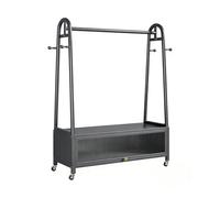 GdloWOoc Perchero de metal multifuncional con puerta abatible para armario, armario con armario de almacenamiento para entrada y puerta delantera (gris, 47.2 pulgadas de largo, básico 63 pulgadas de