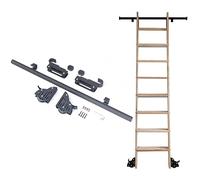 GDMDPTE Kit de herrajes para Escalera rodante con Gancho retráctil, riel para Piso, para Loft Interior, Tubo Redondo Negro rústico, Resistente, fácil instalación, Ideal para la decoración del hogar.