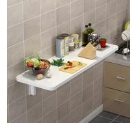 GDMDPTE Mesa Plegable de Pared Que Ahorra Espacio, Escritorio Flotante de Madera, Mesa de Comedor con alas abatibles para Cocina y lavandería, Estante Plegable con Soportes Resistentes (Blanco 100x3