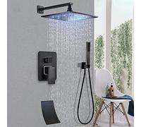 GDMDPTE Sistema de Ducha en Bronce Negro: Cabezal de Ducha Tipo Lluvia de 20 cm, Grifo de bañera de Pared, Grifo Mezclador de baño, Juego Completo de Ducha para una Experiencia de baño luj
