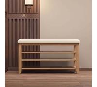 GDMDPTE Zapatero con Almacenamiento de 31 x 12 x 20 Pulgadas, Banco de Entrada de Madera Maciza con Estante, Organizador de Zapatos con Asiento Acolchado, Banco de Almacenamiento para entr