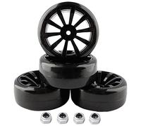 GDOOL 4PCS 12mm Hub Ruedas y 1/10th Hard Plastic RC Drift Cars Neumáticos para Traxxas HSP Tamiya HPI Kyosho On-Road Drifting Car (negro)