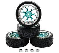 GDOOL 4PCS 12mm Hub Ruedas y 62mm Neumáticos Set 1:10 Off Road RC Cars Neumáticos de goma para coches RC (plata azul)