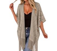 Gdqzzeaiix Camisola Playa Mujer,Pareo de Punto Transparente Informal con diseño de Flecos, Ligero, para la Playa, Ideal para Vacaciones al Libre y para Disfrutar del Sol.