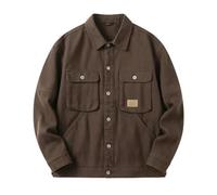 Gdqzzeaiix Chaqueta Hombre,Chaqueta vaquera hombre abrigo informal tejido grueso lavado cuello vuelto estilo francés ropa trabajo clásica duradera moderna
