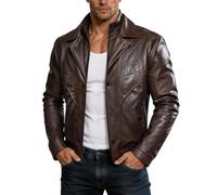 Gdqzzeaiix Chaquetas Primavera Hombre,Chaqueta informal con cuello solapa estilo motero para edad Diseño clásico motociclista ofreciendo comodidad y tendencia moderna para uso diario o casuales