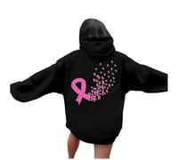 Gdqzzeaiix Hoodie Mujer,Sudaderas y Sudaderas para Mujer para Uso Informal, Estilo con Cremallera y Estampado de Cinta de concientización sobre el cáncer de Mama, Comodidad Durante Todo el año