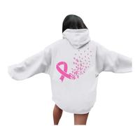 Gdqzzeaiix Hoodie Mujer,Sudaderas y Sudaderas para Mujer para Uso Informal, Estilo con Cremallera y Estampado de Cinta de concientización sobre el cáncer de Mama, Comodidad Durante Todo el año