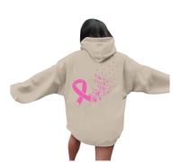 Gdqzzeaiix Hoodie Mujer,Sudaderas y Sudaderas para Mujer para Uso Informal, Estilo con Cremallera y Estampado de Cinta de concientización sobre el cáncer de Mama, Comodidad Durante Todo el año