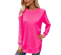 Gdqzzeaiix Sudadera Sin Capucha para Mujer,Sudadera de Manga Larga con Cuello Redondo de Color Liso, Suave, Informal, Holgada, cómoda, para otoño e Invierno, a la Moda para Mujer