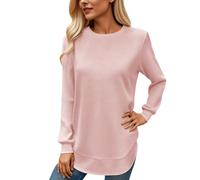 Gdqzzeaiix Sudadera Sin Capucha para Mujer,Sudadera de Manga Larga con Cuello Redondo de Color Liso, Suave, Informal, Holgada, cómoda, para otoño e Invierno, a la Moda para Mujer