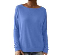 Gdqzzeaiix Sudadera Sin Capucha para Mujer,Sudadera Informal sin Capucha de Color sólido, Suave y cómoda, de Manga Larga y Cuello Redondo, para otoño e Invierno, Ideal para Uso Diario.