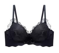 Gdqzzeaiix Sujetador Sin Aros con Relleno,Ropa Interior de Encaje Sensual con Escote Pronunciado y realce, sin Aros de Acero, para Mujeres con Pecho pequeño, Fruncido para Mostrar un Gran Volumen.