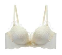 Gdqzzeaiix Sujetador Sin Aros con Relleno,Ropa Interior de Encaje Sensual con Escote Pronunciado y realce, sin Aros de Acero, para Mujeres con Pecho pequeño, Fruncido para Mostrar un Gran Volumen.