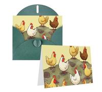 GDSHJKLW A Brood Of Chickens - Tarjeta de felicitación en blanco con sobres, tarjetas de agradecimiento de 4 x 6 pulgadas, tarjetas de notas para todas las ocasiones, color verde oscuro para Navidad