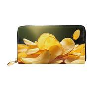 GDSHJKLW Billetera de piel con cremallera alrededor de las patatas fritas, impermeable, con soporte para teléfono, monedero de viaje para mujer