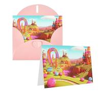 GDSHJKLW Candy Beautiful Land - Tarjeta de felicitación en blanco con sobres, tarjetas de agradecimiento de 4 x 6 pulgadas, tarjetas de notas para todas las ocasiones, color rosa para Navidad