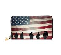 GDSHJKLW Cartera de piel con cremallera alrededor del Día de los Veteranos de Estados Unidos, impermeable, para tarjetas de crédito, con soporte para teléfono, monedero de viaje para mujer