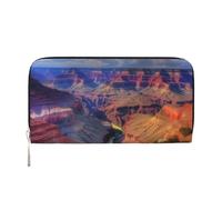 GDSHJKLW Cartera de piel sintética con cremallera alrededor del Gran Cañón para mujer, organizador de tarjetas, color negro, talla única, Black, Talla única