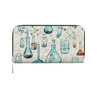 GDSHJKLW Cartera de piel sintética con estampado de química y cremallera alrededor, organizador de tarjetas para mujer, color negro, talla única, Black, Talla única